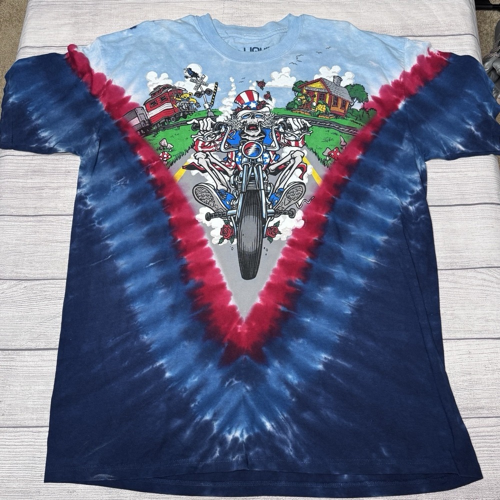 Liquid Blue Grateful Dead Moto Sam Bears Terrapin2 Side Toe Dye T-Shirt Size XL